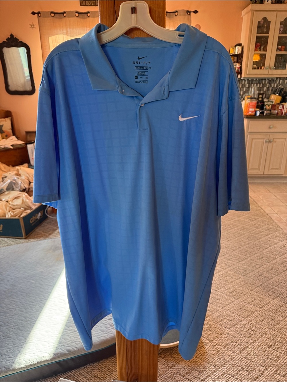 Nike Men’s Blue Dri-FIT Polo Shirt with White Swoosh